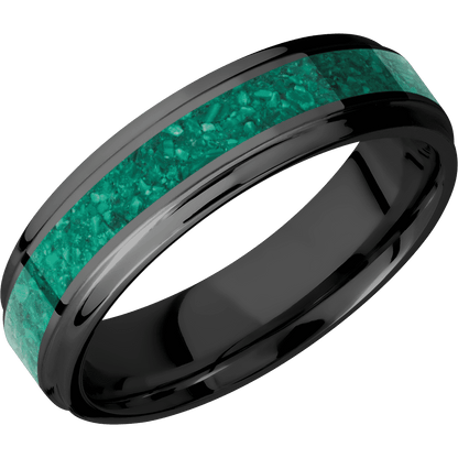 Zirconium with Polish , Polish Finish and Malachite Inlay