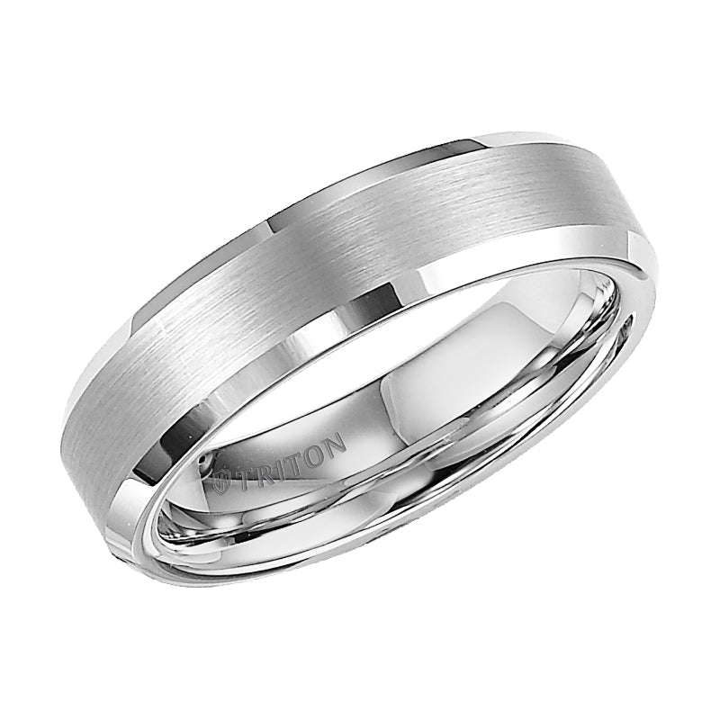 Triton White Tungsten Carbide Men's 6mm Wedding Band