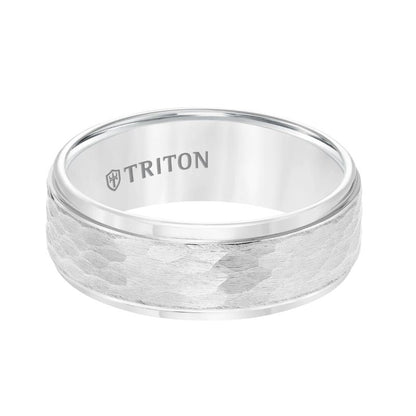 Triton White Tungston Carbide Men's 8mm Wedding Band