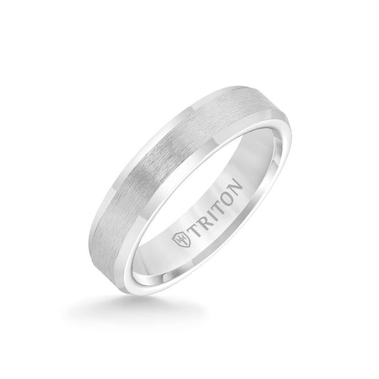 5MM Tungsten Carbide Ring - Brush Finish and Bevel Edge