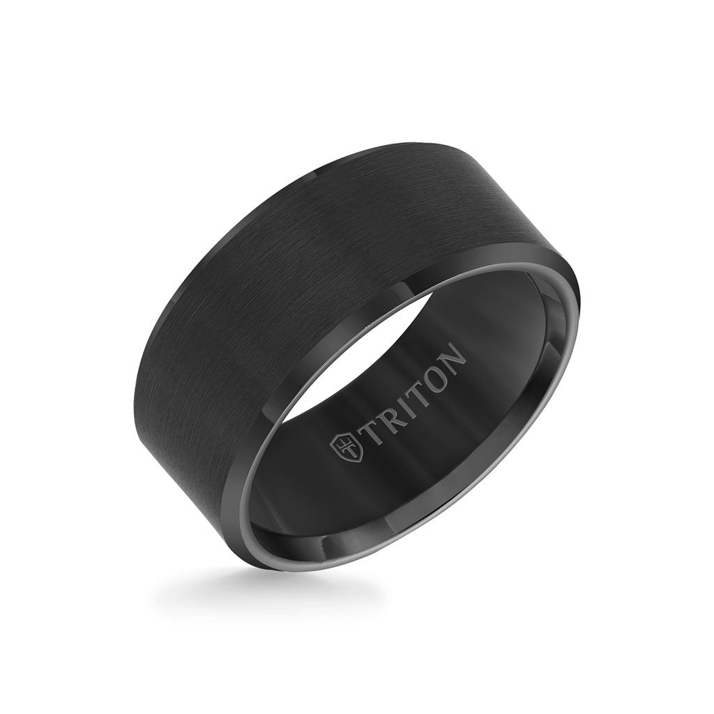 10MM Tungsten Carbide Ring - Satin Center and Bevel Edge