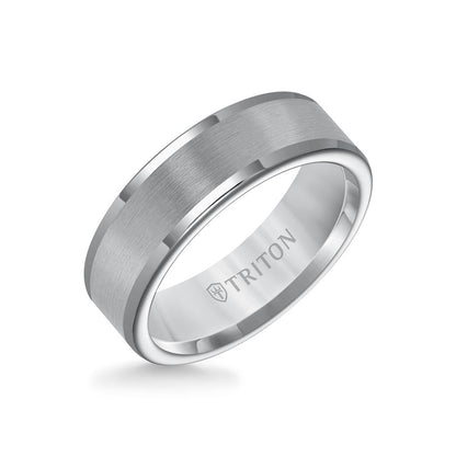 7MM Tungsten Carbide Ring - Satin Center and Round Edge