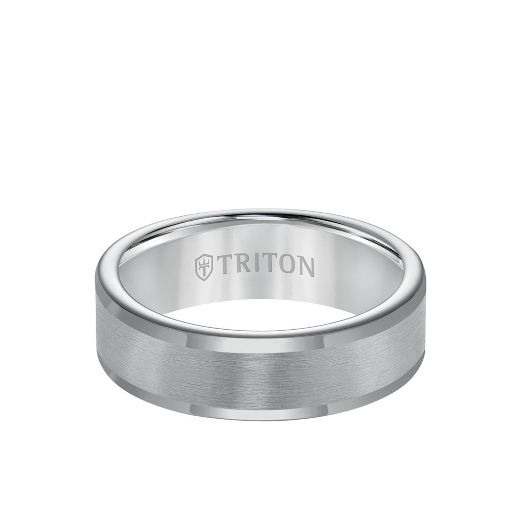 7MM Tungsten Carbide Ring - Satin Center and Round Edge