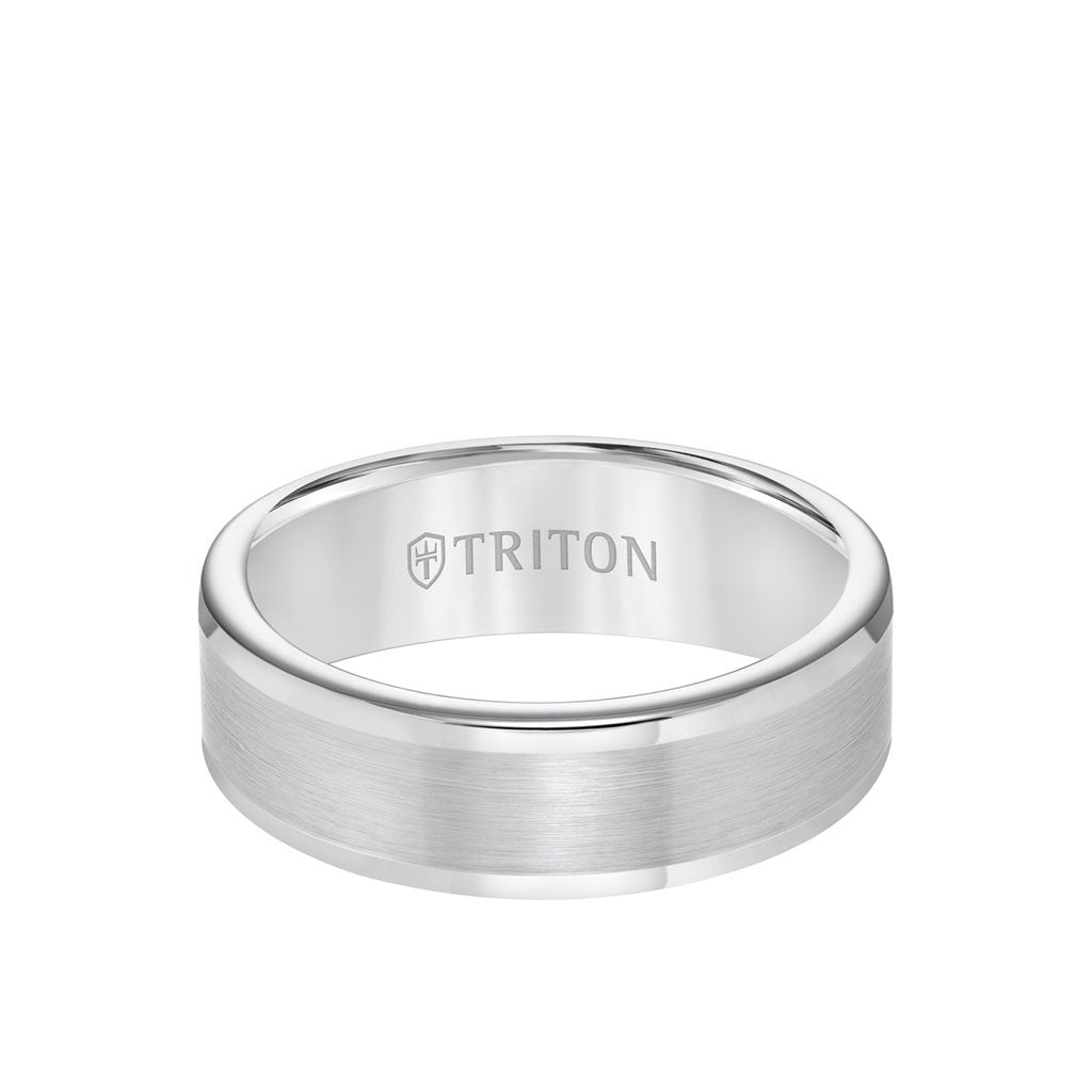 7MM Tungsten Carbide Ring - Satin Center and Round Edge