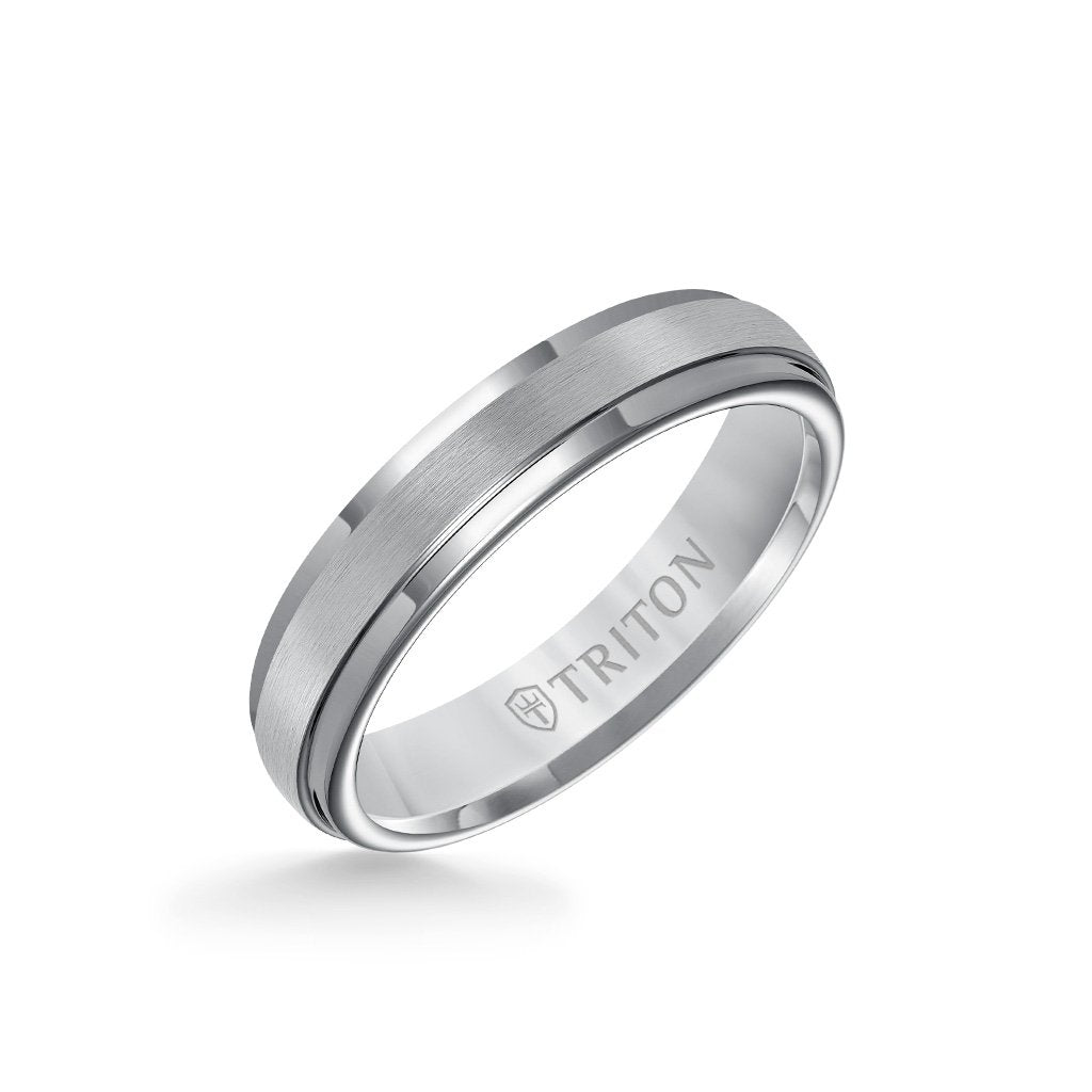 5MM Tungsten Carbide Ring - Satin Center and Step Edge