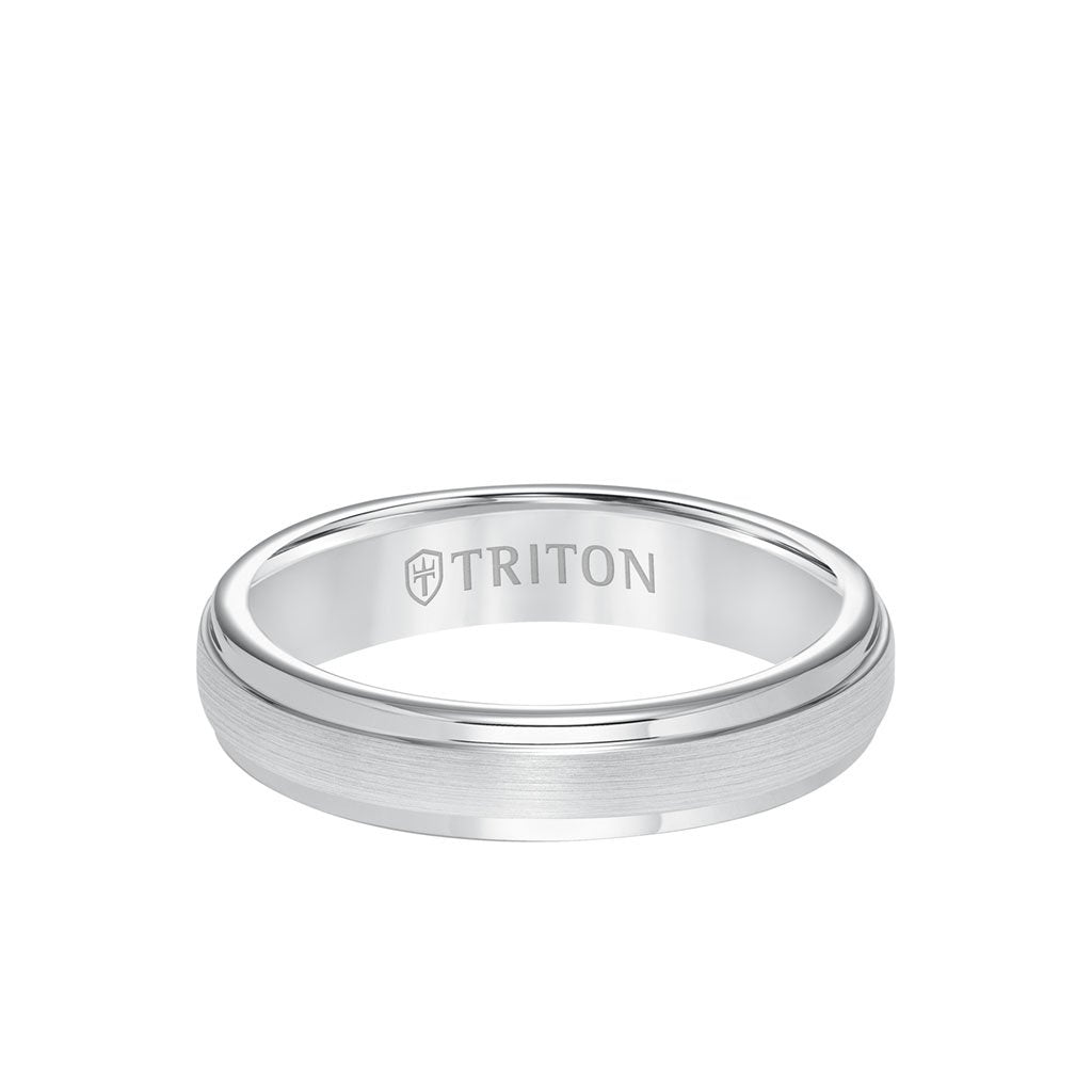 5MM Tungsten Carbide Ring - Satin Center and Step Edge