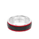 8MM Tungsten Carbide Ring - Ribbed Center Stripe and Bevel Edge