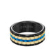 9MM Tungsten Carbide Ring - Basketweave Center & Bevel Edge