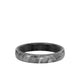 4MM Black Tungsten Carbide Ring - Meteorite Low Dome with Flat Edge