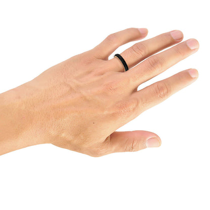 4MM Forged Carbon + 14K Gold Ring - Faceted Profile with Bevel Edge and 14K Gold Interior