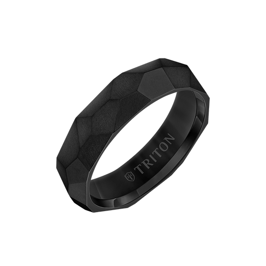 6MM Titanium Ring with Faceted Brushed Finish