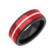 8MM Tungsten Carbide Ring - Ceramic Inlay with Center Line and Broken Edge