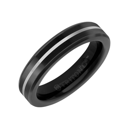 5MM Tungsten Carbide Ring - Ceramic Inlay with Center Line and Broken Edge