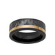 8MM Tungsten Carbide Ring - Meteorite Inlay with Asymmetrical Channel and Flat Edge