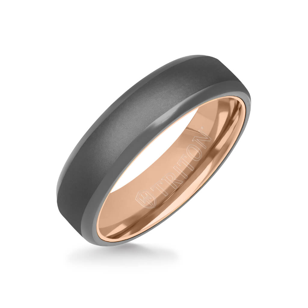 6MM Tantalum Ring - 14k Gold Inside Sleeve and Bright Edge