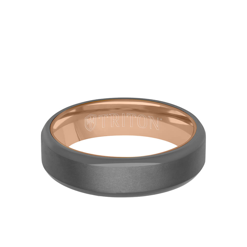 6MM Tantalum Ring - 14k Gold Inside Sleeve and Bright Edge