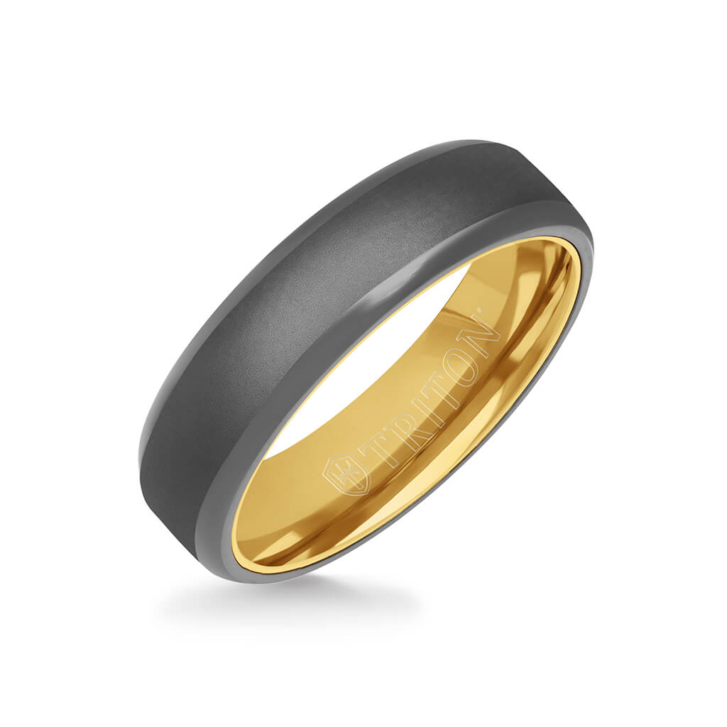 6MM Tantalum Ring - 14k Gold Inside Sleeve and Bright Edge