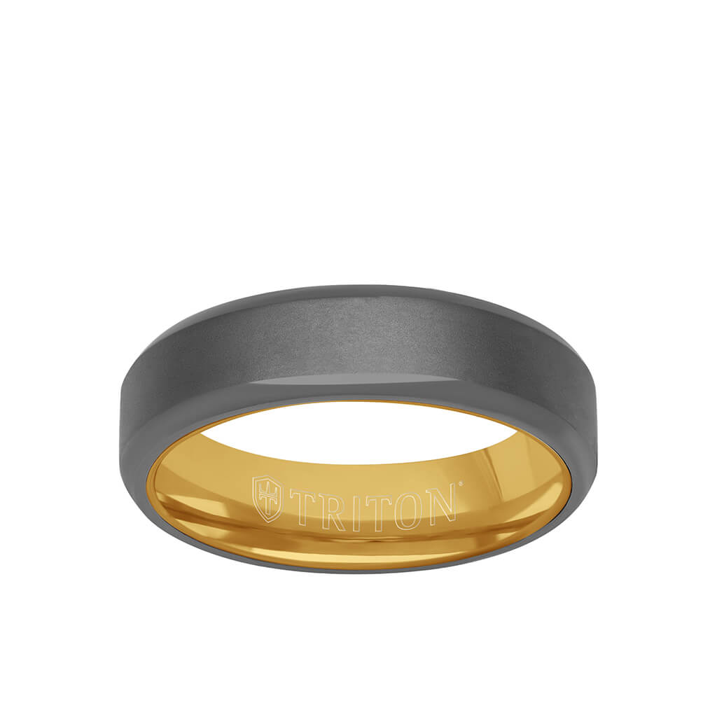 6MM Tantalum Ring - 14k Gold Inside Sleeve and Bright Edge