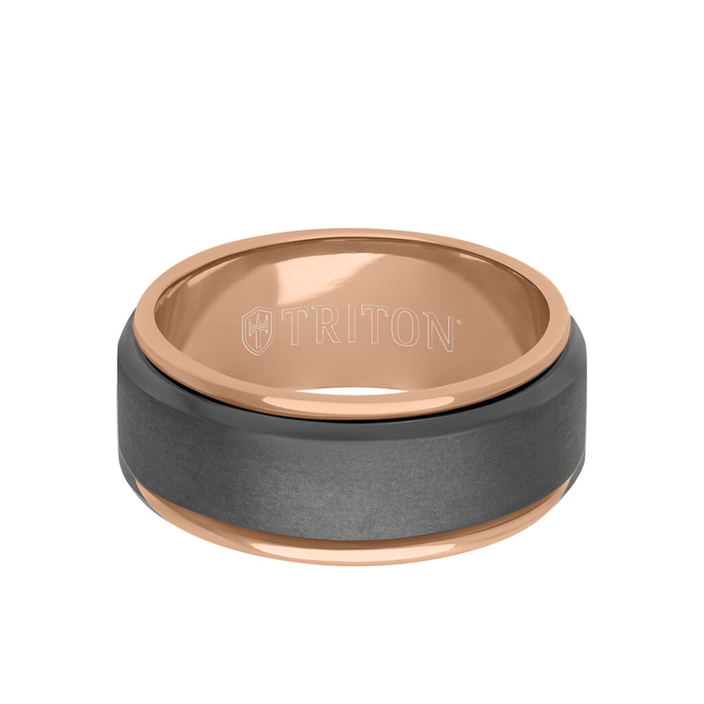 9MM Tantalum Ring - 14k Gold Inside Sleeve and Bright Edge