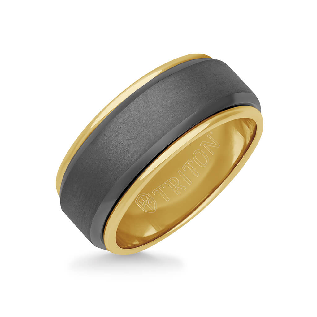 9MM Tantalum Ring - 14k Gold Inside Sleeve and Bright Edge