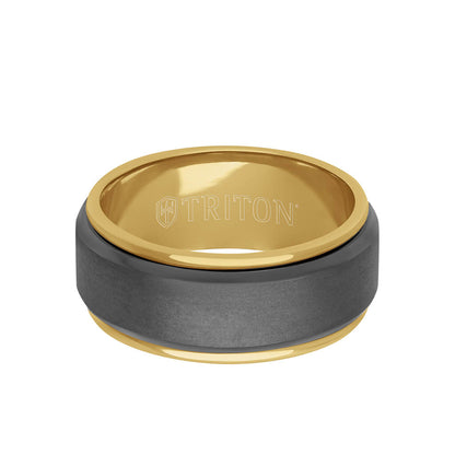 9MM Tantalum Ring - 14k Gold Inside Sleeve and Bright Edge