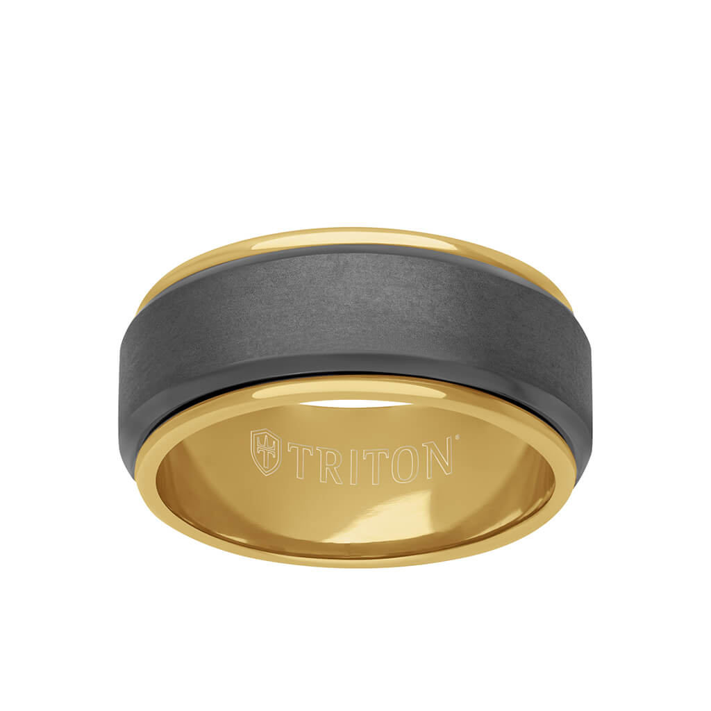 9MM Tantalum Ring - 14k Gold Inside Sleeve and Bright Edge