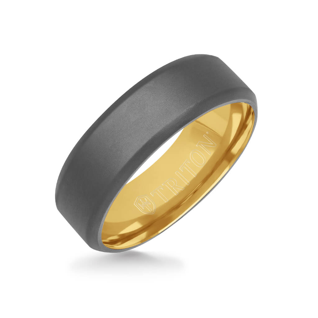 7MM Tantalum Ring - 14k Gold Inside Sleeve and Matte Edge