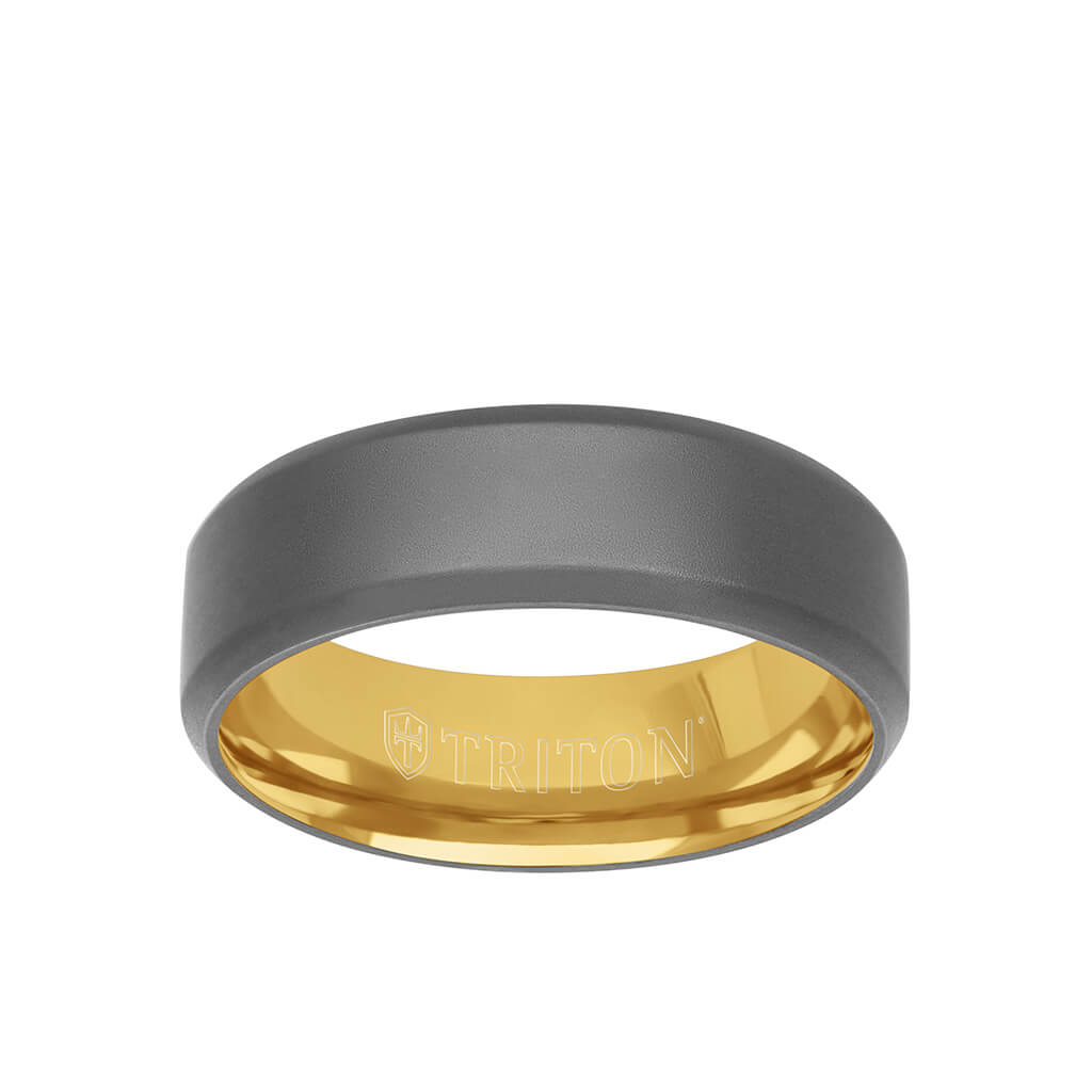 7MM Tantalum Ring - 14k Gold Inside Sleeve and Matte Edge