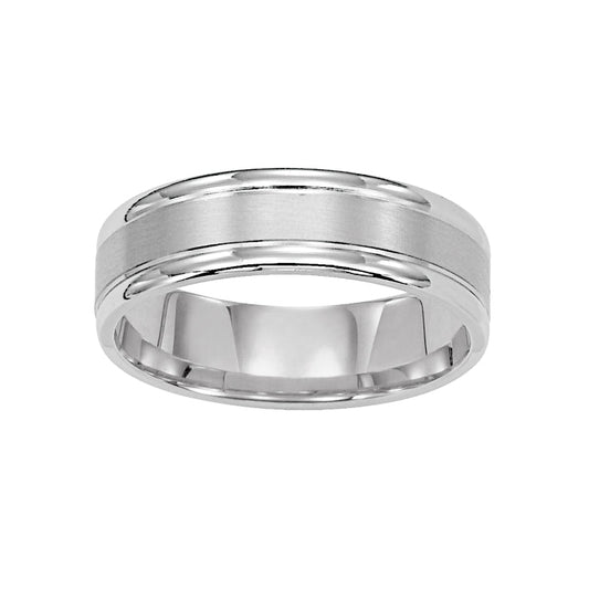 Goldman Platinum Men's 6mm Polished And Satin Carved Wedding Band