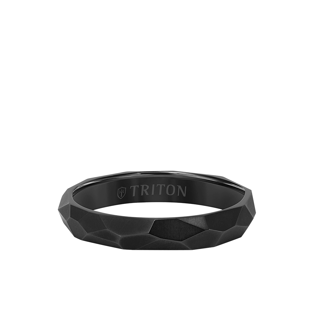 4MM Titanium Ring with Faceted Brushed Finish