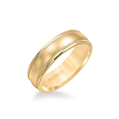 6.5MM Men's Wedding Band - Brush Finish with Milgrain Accents and Round Edge