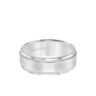 5.5MM Men's Wedding Band - High Polish Finish with Milgrain Detail and Bevel Edge