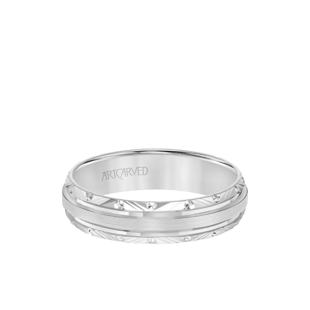 5.5MM Men's Wedding Band - High Polish Finish and Engraved Edge