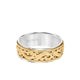 7.5MM Men's Wedding Band - Intricated Engraved Open Scroll Design with Milgrain and Flat Edge