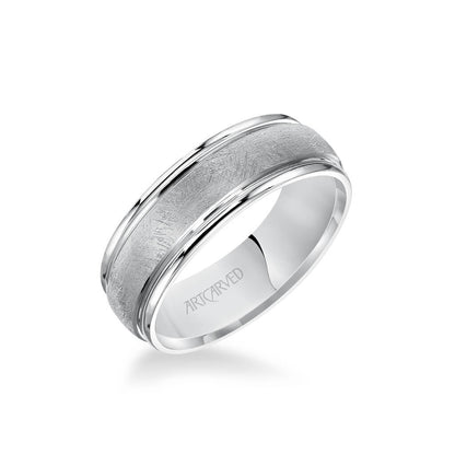 7.5MM Men's Classic Wedding Band - Domed Crystalline Finish and Flat Edge