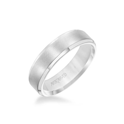 6MM Men's Classic Wedding Band - Brush Finish and Bevel Edge