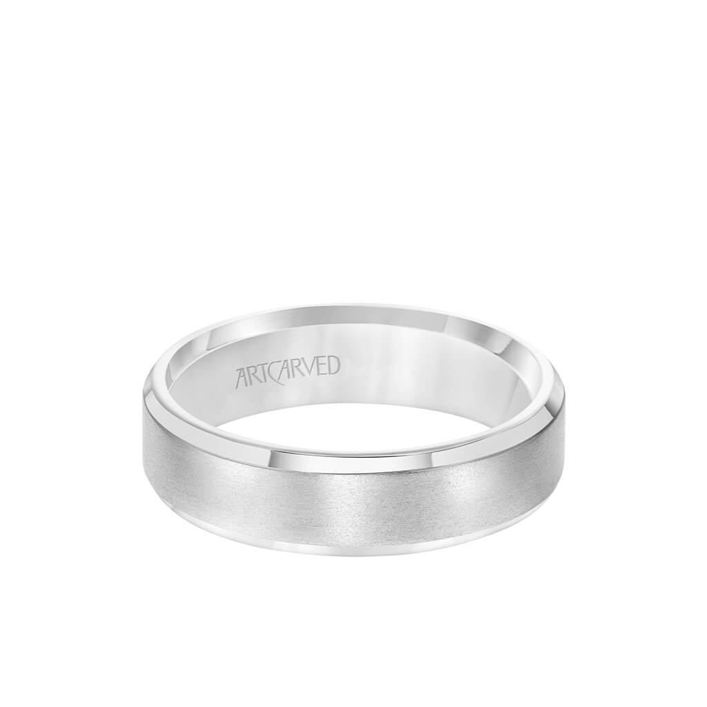 6MM Men's Classic Wedding Band - Brush Finish and Bevel Edge