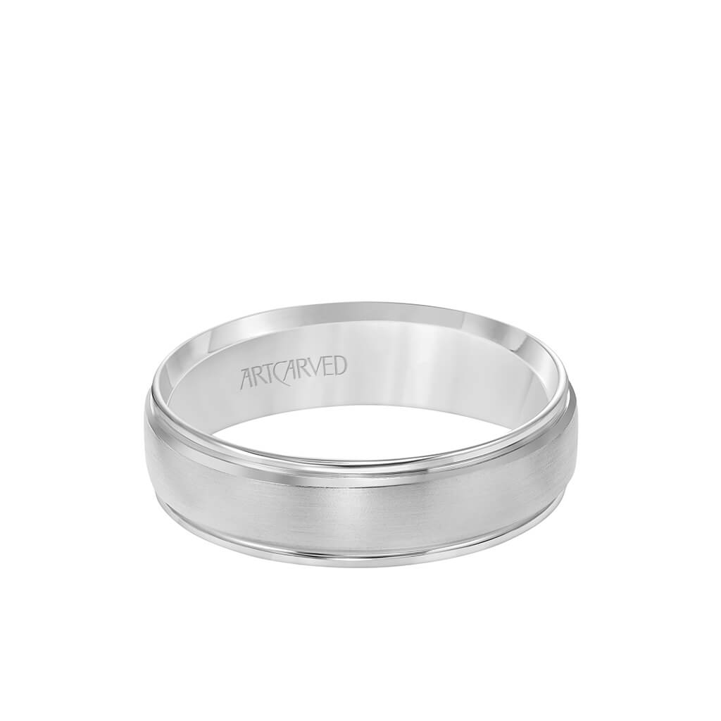 6MM Men's Classic Wedding Band - Bright Brush Finish and Round Edge