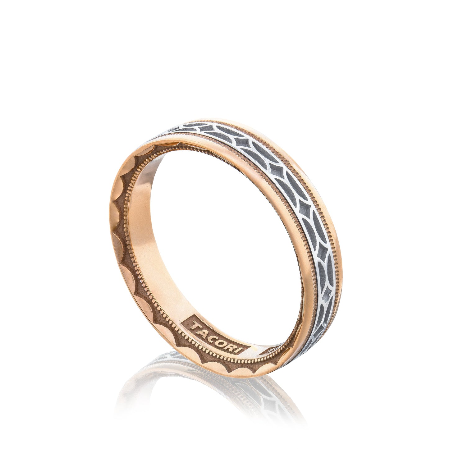 Tacori Sculpted Crescent Wedding Band 18k White & Rose Gold