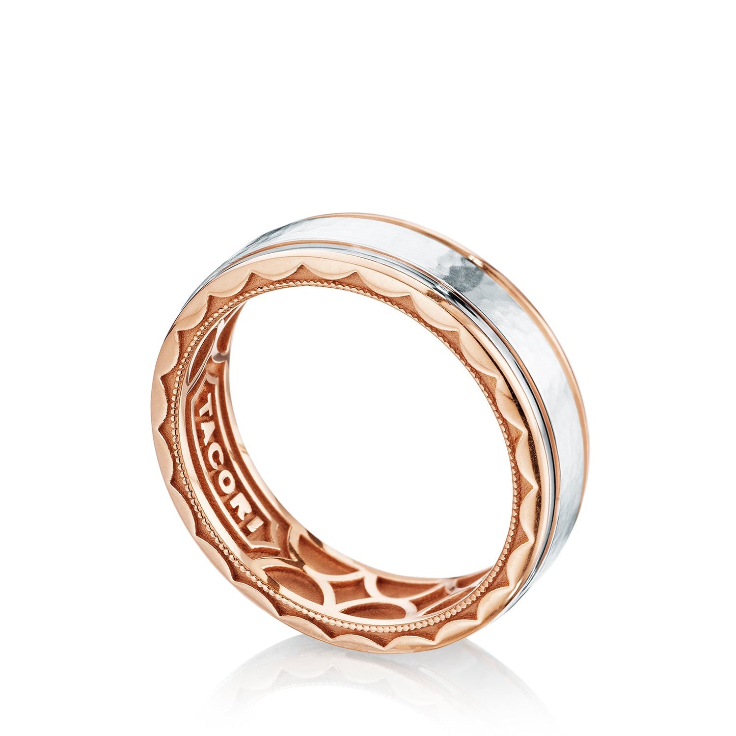 Tacori Sculpted Crescent Wedding Band 18k White & Rose Gold 7mm