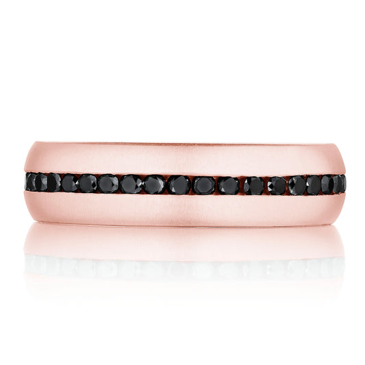 Channel Set Black Diamond in Satin Finish Wedding Band