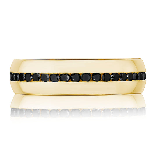 Channel Set Black Diamond in High Polish Finish Wedding Band