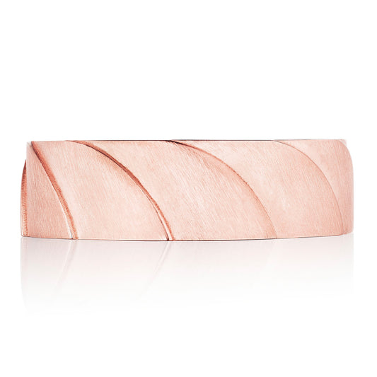 Geometric Crescent in Satin Finish Wedding Band