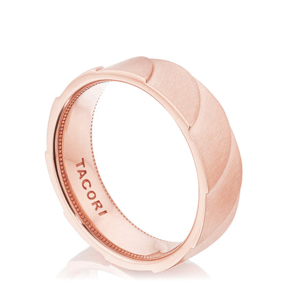 Geometric Crescent in Satin Finish Wedding Band