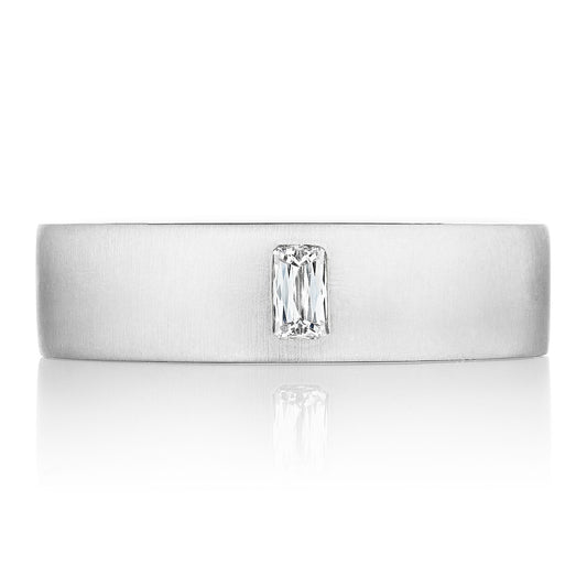 Bezel Set Diamond Wedding Band  in Satin Finish