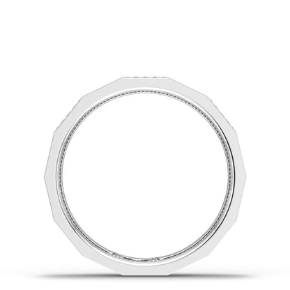 Diamond Faceted - Partial Coverage Wedding Band in Satin Finish  - 4mm