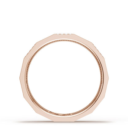 Diamond Faceted - Partial Coverage Wedding Band in Satin Finish  - 4mm