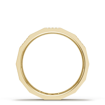 Diamond Faceted - Partial Coverage Wedding Band in Satin Finish  - 4mm
