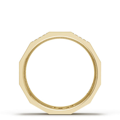Diamond Faceted - Partial Coverage Wedding Band in Satin Finish  - 6mm