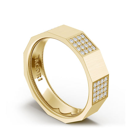 Diamond Faceted - Partial Coverage Wedding Band in Satin Finish  - 6mm